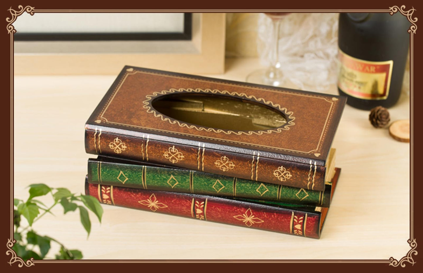Tosnail Elegant Wooden Antique Book Tissue Holder Dispenser/Novelty Napkin Holder, 10.75 x 6.5 x 4 Inches