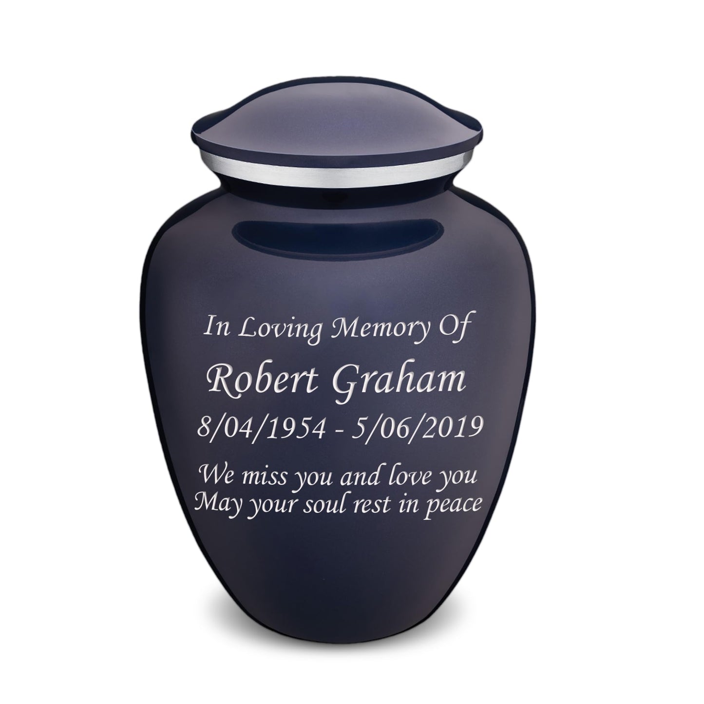 Geturns Embrace Adult Personalized Cremation Urns for Human Ashes I Large Cobalt Blue Funeral Urn for Men and Women I 200 lbs
