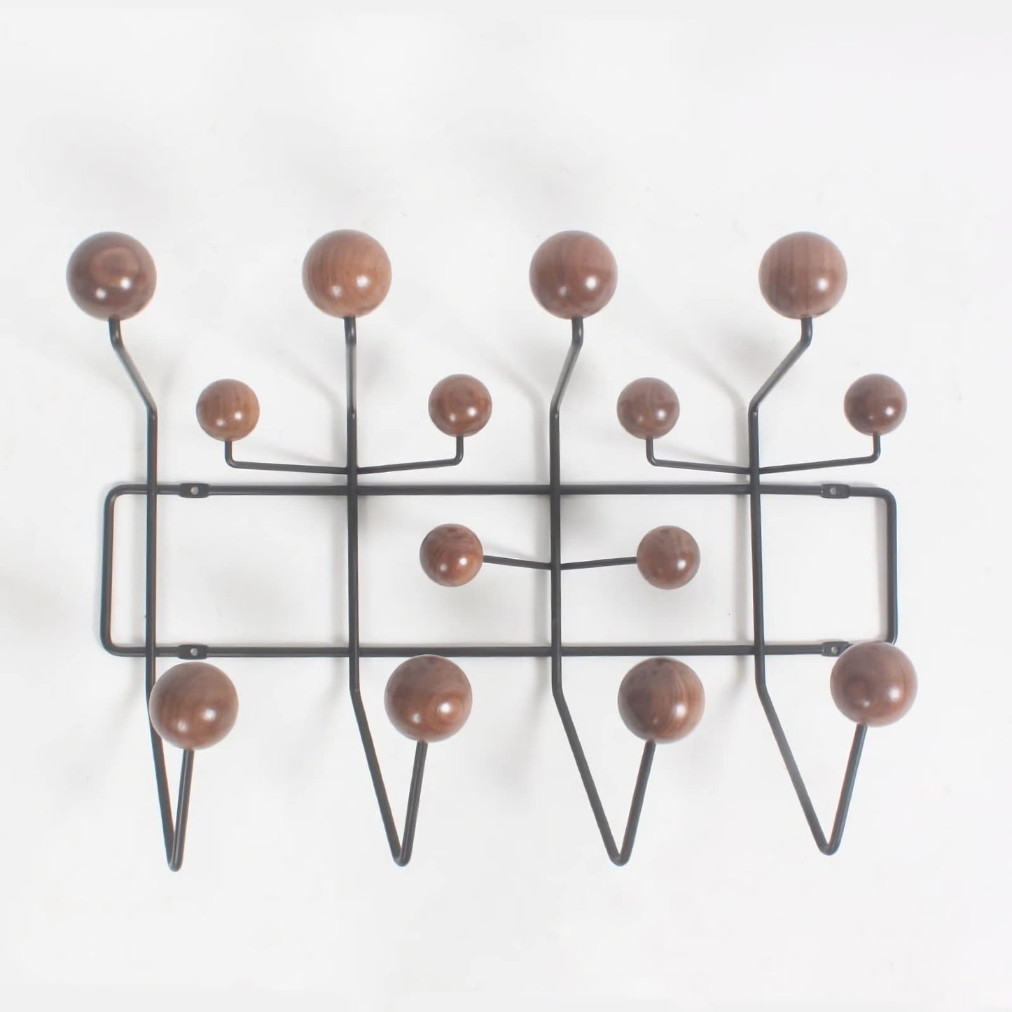 SHISEDECO Classic Hang it All Coat Rack, Mid Century Modern Wall Mounted Hooks with Painted Solid Wooden Balls, Decorative Creative Fashion Wood Hanger for Home, Bedroom (Dark Walnut)