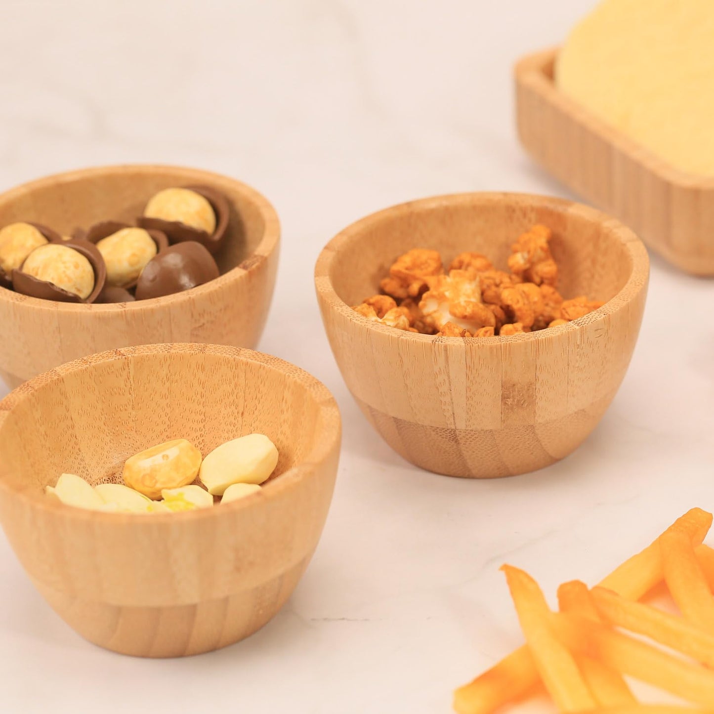 ZTHapwa Bamboo Wooden Bowls Set of 6, 3 Inch Small Serving Bowls for Snacks/Appetizers/Side Dishes/Charcuterie Board, Dipping Sauce Bowl for Condiments, 4 oz Bamboo Wood Ramekins, Reusable & Handmade