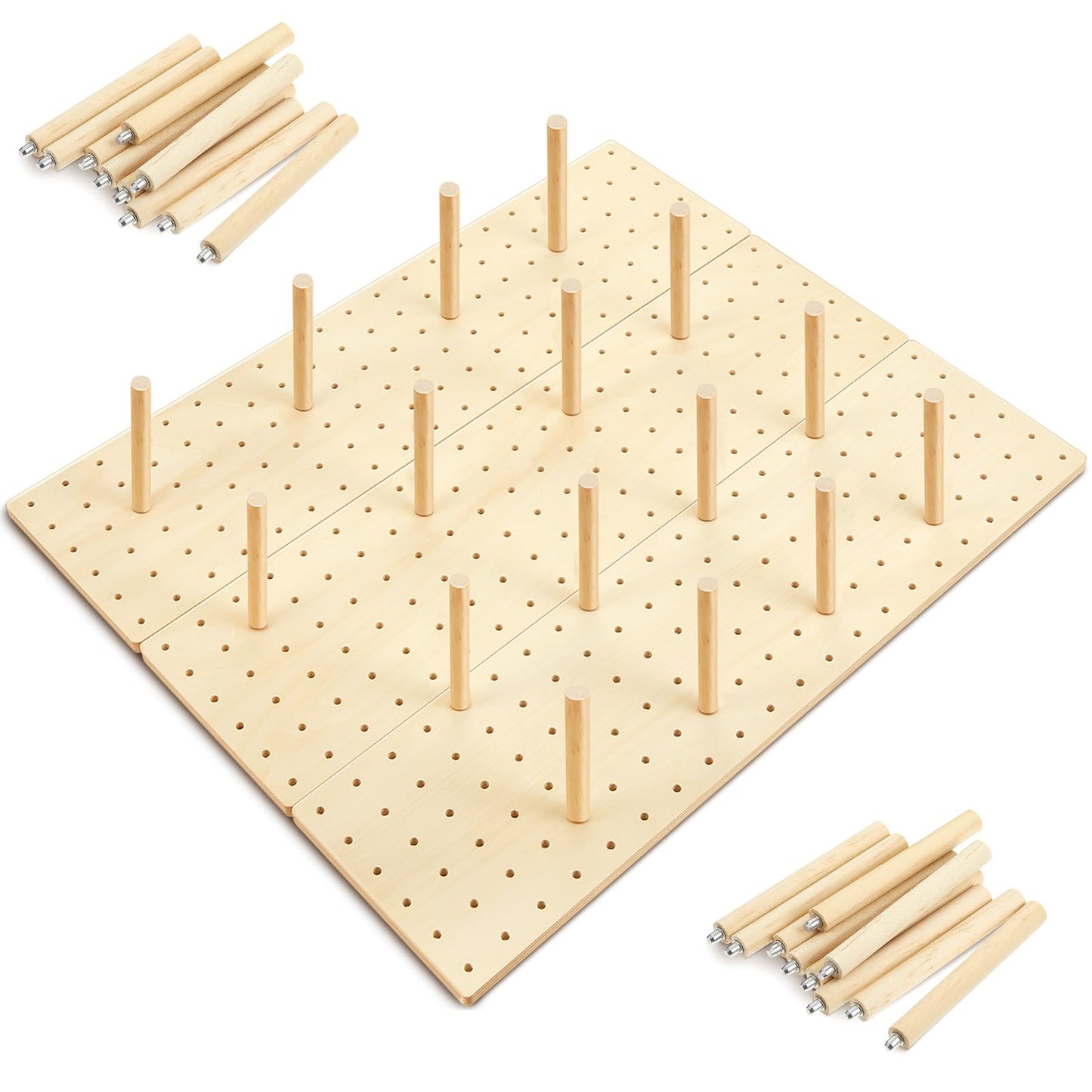 Kigley 3 Pcs Wood Pegboard Drawer Organizer with 32 Pegs Wooden Peg Board Drawer Shelf Organizer Adjustable Peg System for Dishes Plate Pot Container Cookware Utensil Kitchen (Wood,20.98 x 5.91 in)
