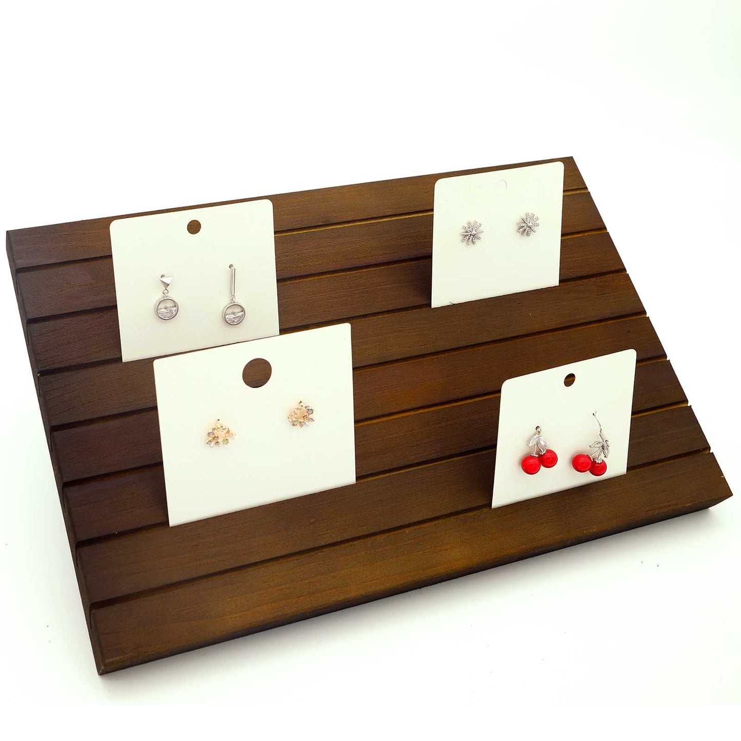 LUBANHAND Wooden Portable Earring Display Stand Greeting card Business Card display Stand Earring card holder display stand for vendors Earring Cardboard for Selling