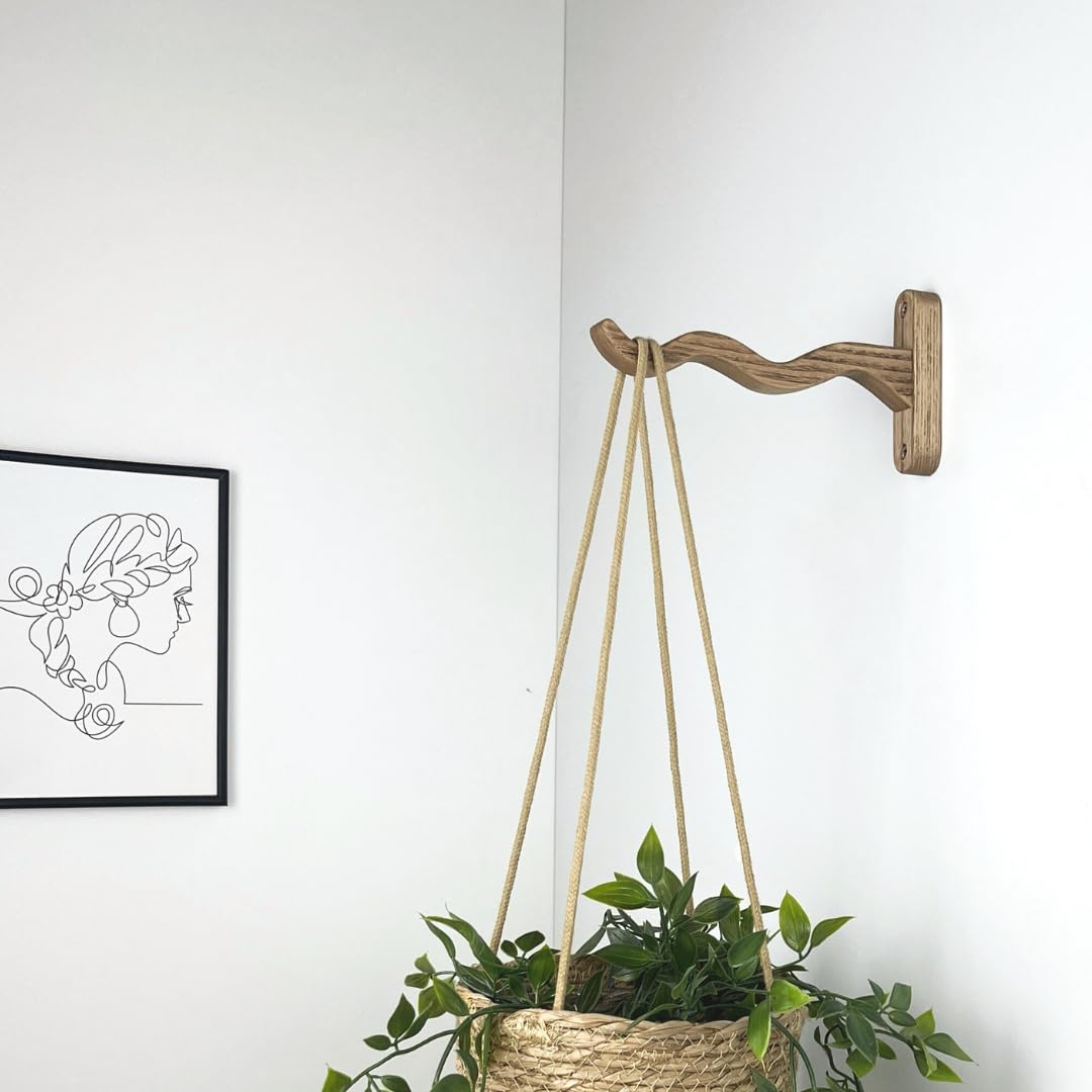 EvenWood Wooden Wall Plant Hanger for Plants - Wood Indoor Plant Hook for Wall Plant, Wind Chimes, Flower Brackets - Durable Bracket Plant Hanger (KO3)