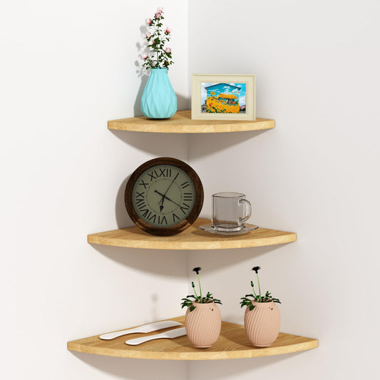CYWDTYRDXZ Corner Mounting Shelf, Easy to Install Wall Corner Shelf, Wall Shelves with Wood Grain Finish, Durable and Waterproof Wooden Material for Kitchen, Bathroom, Living Room Home Décor (Brown)