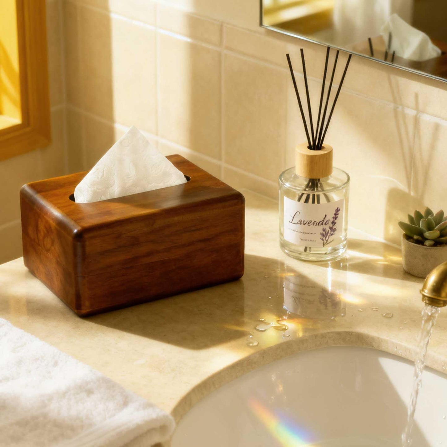 LZMS Wood Magnetic Tissues Box, Solid Decorative Napkin Holder with 4-Point Magnetic Closure for Bedrooms,Dining Rooms,Carriages,Hotels,Offices,etc,7.3 x 5.1 x 3.5 in