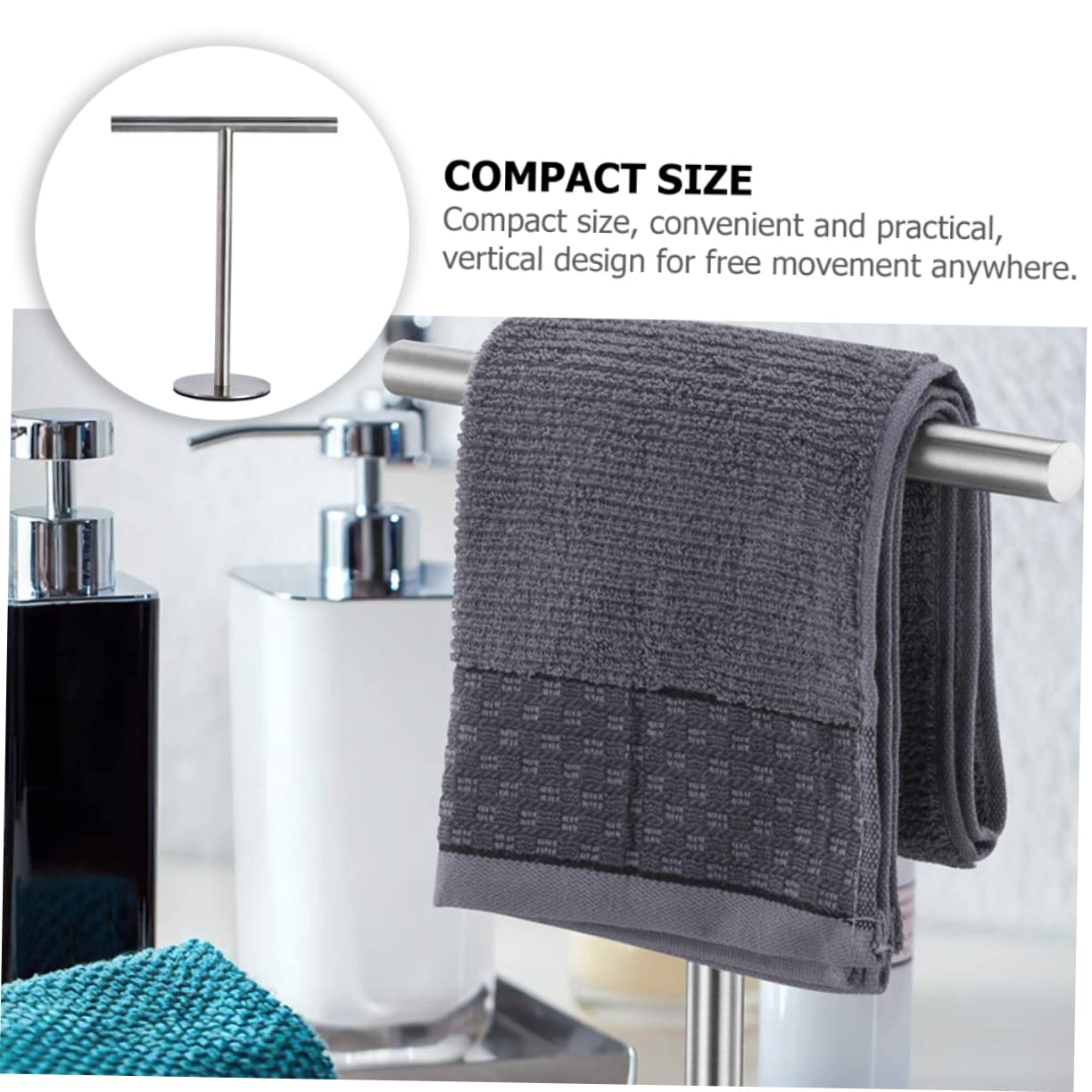 Ipetboom Stainless Steel Towel Rack with Weighted Base Shape Vertical Bathroom Towel Stand for Countertop Stable Space Saving