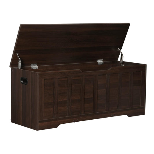 VANKILEY 47.2" Storage Chest Extra Large, Storage Trunk with 2 Safety Hinges, Wooden Storage Bench, Shoe Bench, 47.2x15.7x19.1 Inch, Easy Assembly, for Bedroom, Living Room, Entryway, Espresso