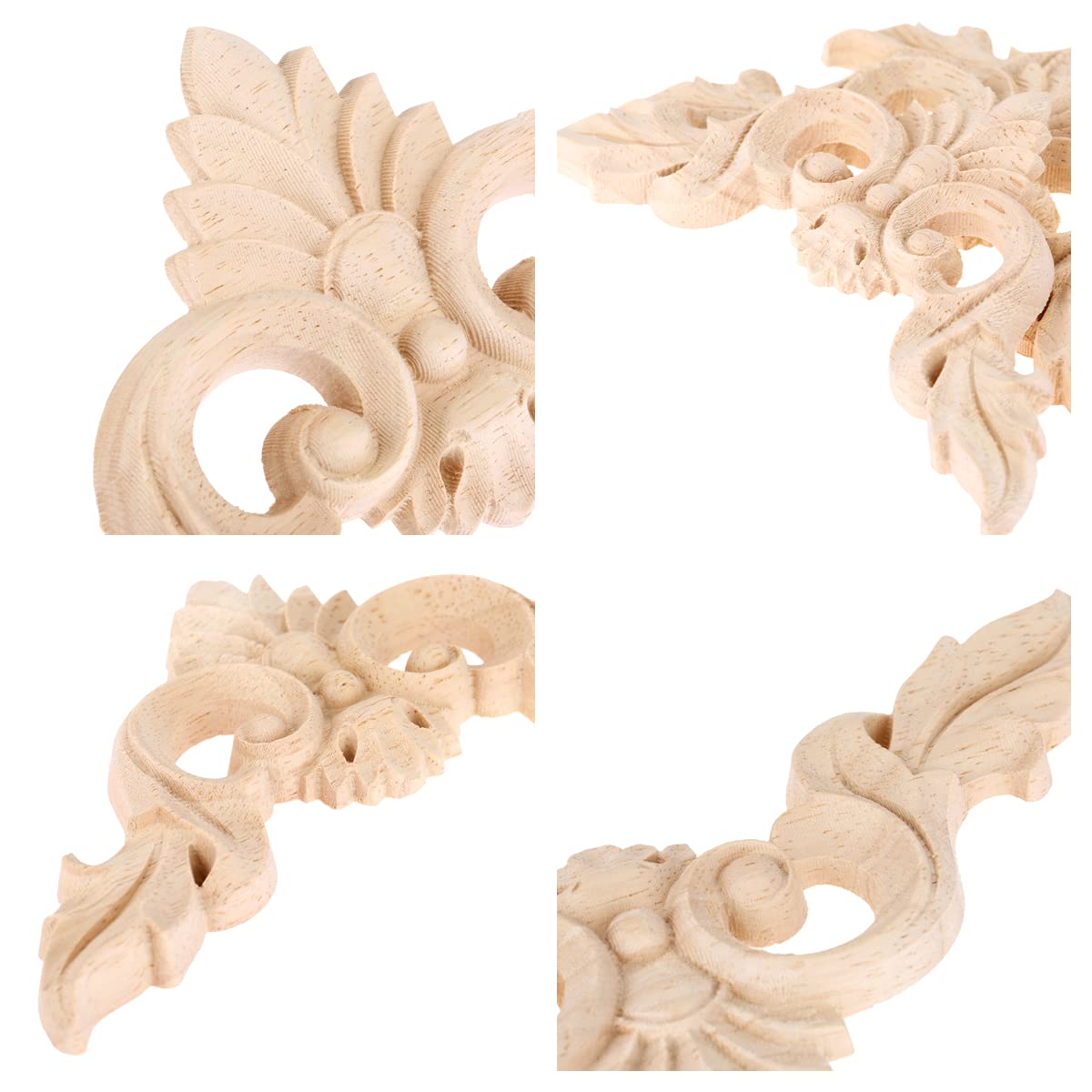 MUXSAM 4Pcs Wood Carved Appliques Onlays, Unpainted Little Wooden Corners Flower Carvings Decals for Mirrors Cabinets Walls Doors Chests Dressers Night Stand DIY Artwork Project, 15x15cm/5.9"x5.9"