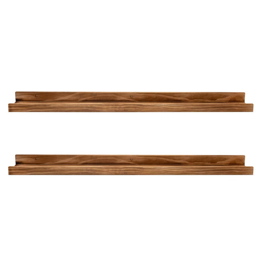 AZSKY Rustic Wood Floating Shelves for Nursery Books Long Wall Bookshelf Photo Picture Ledge Shelf with Lip Wall Shelf for Kids Bedroom Bathroom Living Room Office Frames 36 Inches Set of 2
