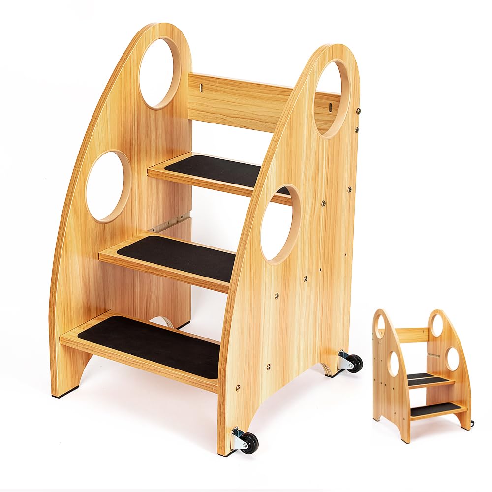 StrongTek Step Stool, Step Ladder with Wheels