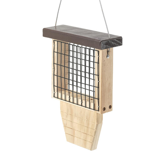 Rocky Mountain Goods Wood Bird Feeder with Suet Holder for Outside Hanging - Woodpecker Suet Feeder with Tail Prop - Durable Wooden Design with Wire Mesh for Wild Birds - Easy to Fill & Clean