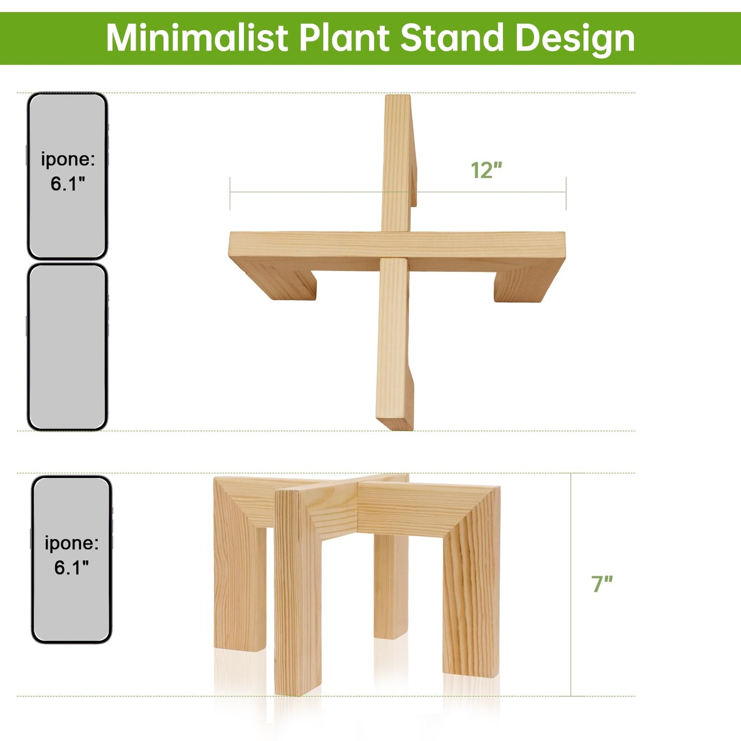 2 Pack Wood Plant Stand Indoor Holders for Plants, Sturdy Flower Pot Stands Plants Shelf, Wooden Stool for Patio Plant Stand, Fit 5-18 Inch Variety Flower Pots, Easily Assemble (2 Pack-White)