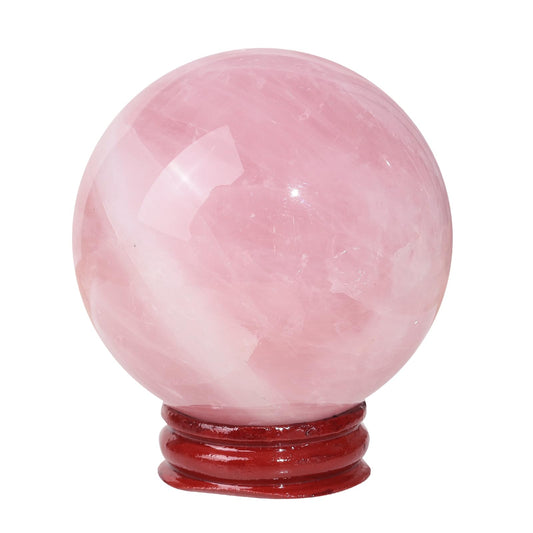 Nupuyai 1.97"-2.17" Natural Rose Quartz Crystal Ball with Wooden Stand, Decorative Stone Sphere Sculpture Figurine for Home Office Tabletop Decor Reiki Healing Divination Feng Shui Tool