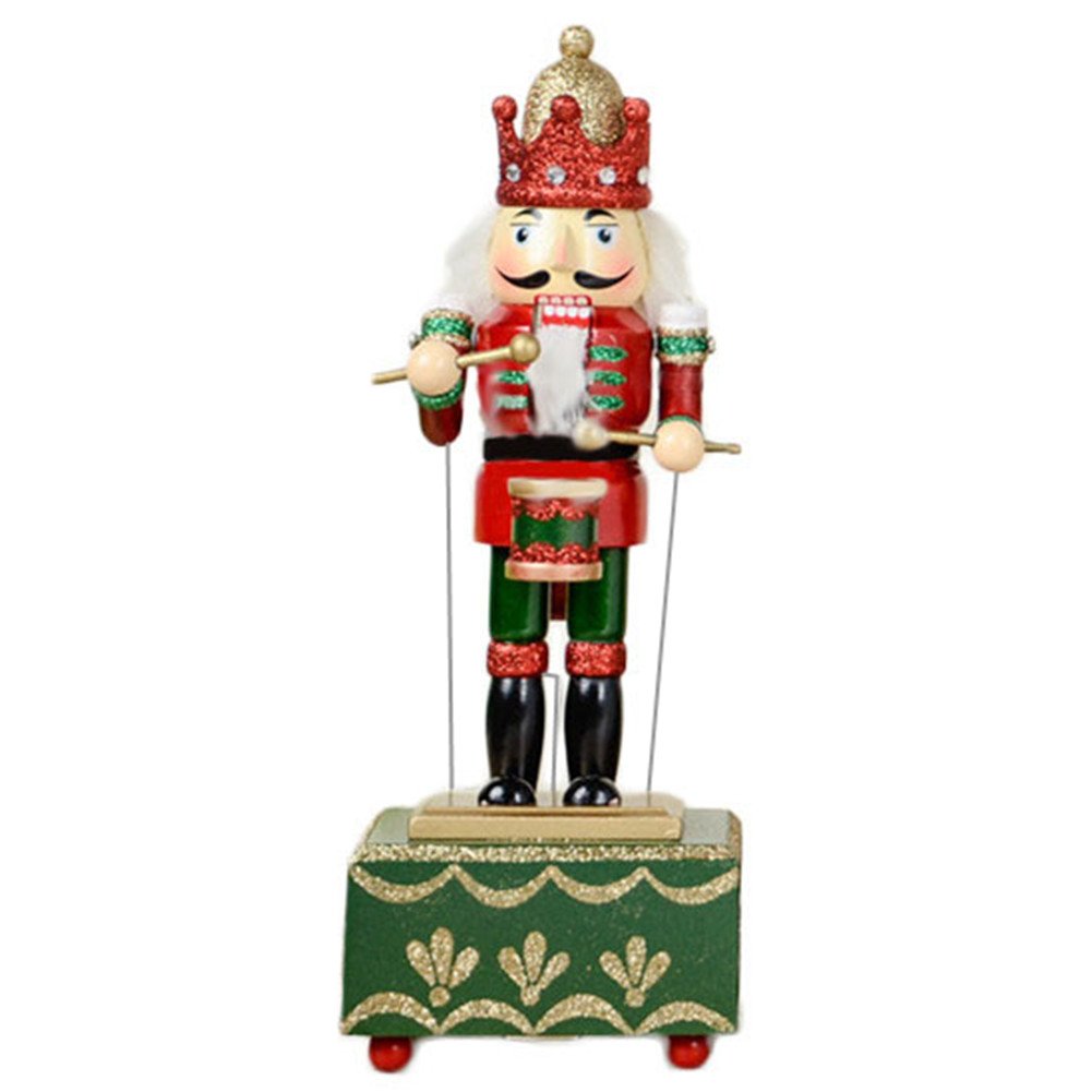 ZaH 12 Inch Christmas Ornament Nutcrackers Wooden Music Box Christmas Decorations Gifts Nutcrackers Puppets, Drum