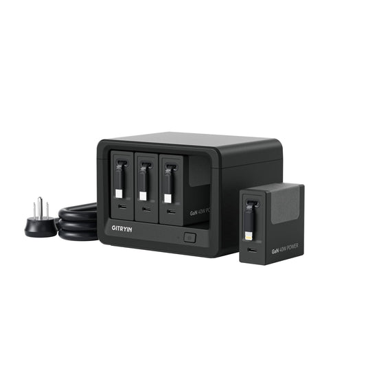 Gitryin 12-in-1 Desktop Charging Station with 3 Retractable Type-C Chargers and 1 Lightning Charger, 40W USB-C Power Strip with Flat Plug, Extension Cord with 1020J Surge Protection for Home Office