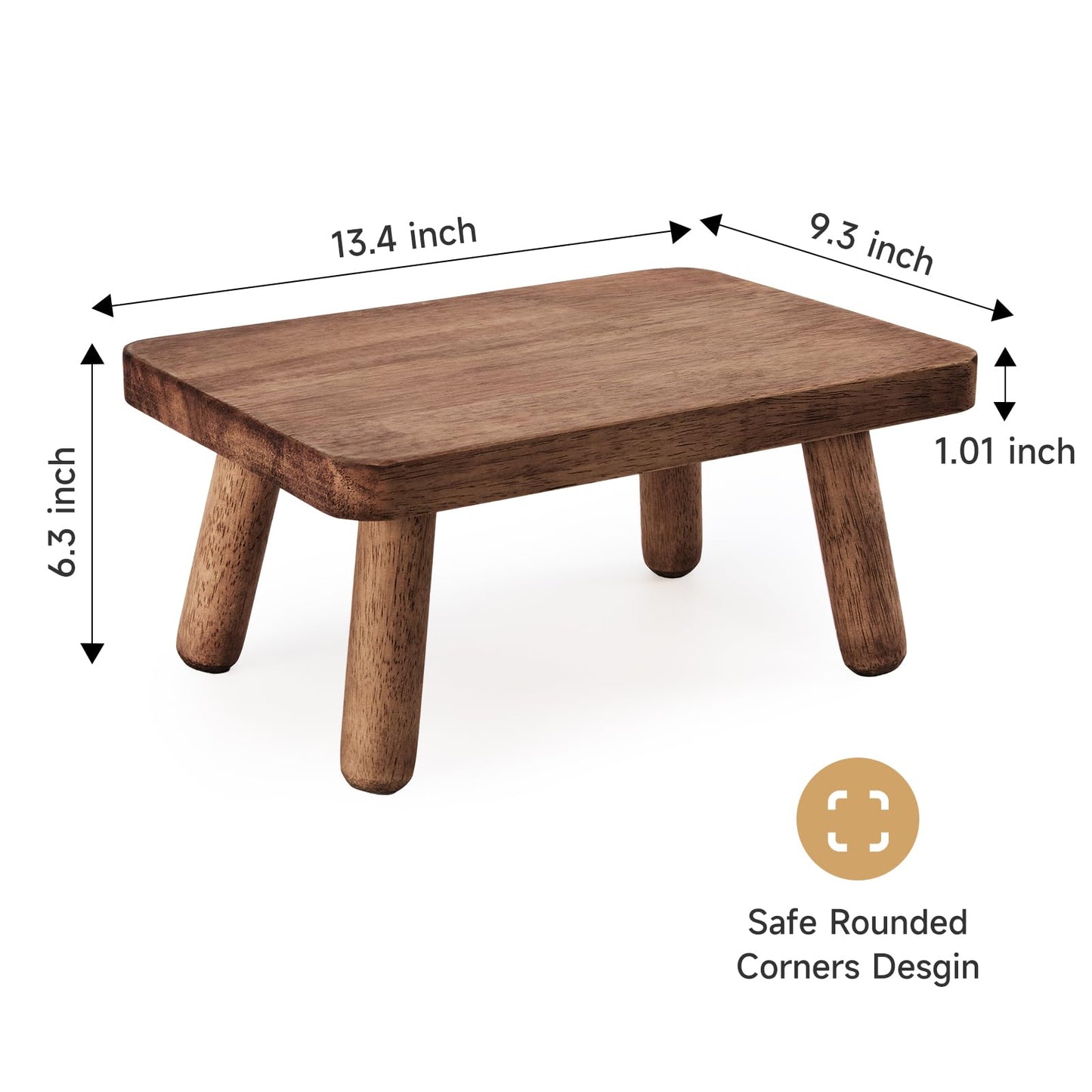 Jurath Wooden Step Stool for Adults Office's Step Stool Heavry Duty Stepping Stools for Office, Bedroom, Garden, Bathroom with Four Detachable and Assembled Legs Chocolate Brown (Classic 6.3" inch)