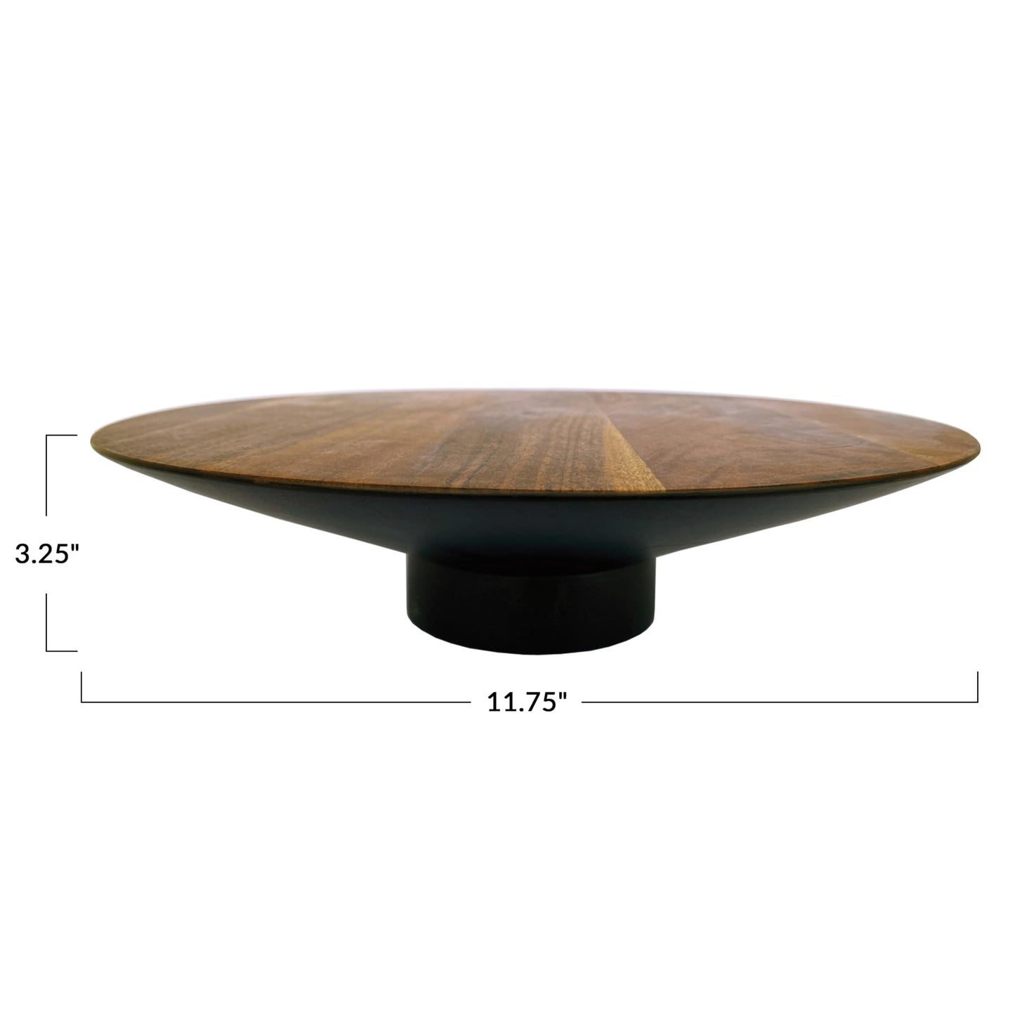 Bloomingville Round Acacia Wood Pedestal with Metal Base, Natural and Black