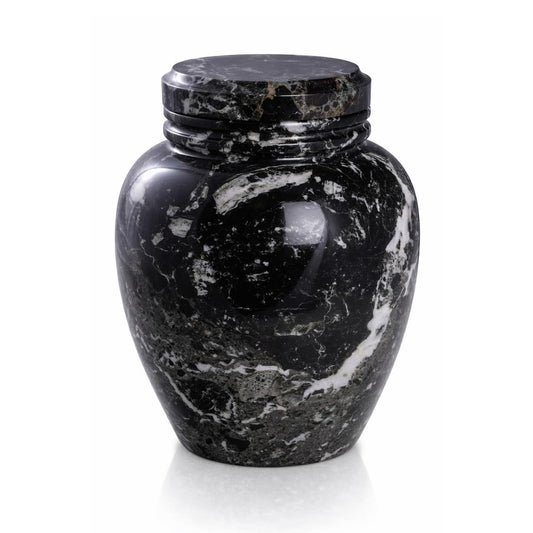 Bey-Berk Deering Moments Marble Cremation Urn for Human Ashes, Adult Size, Large (Black)