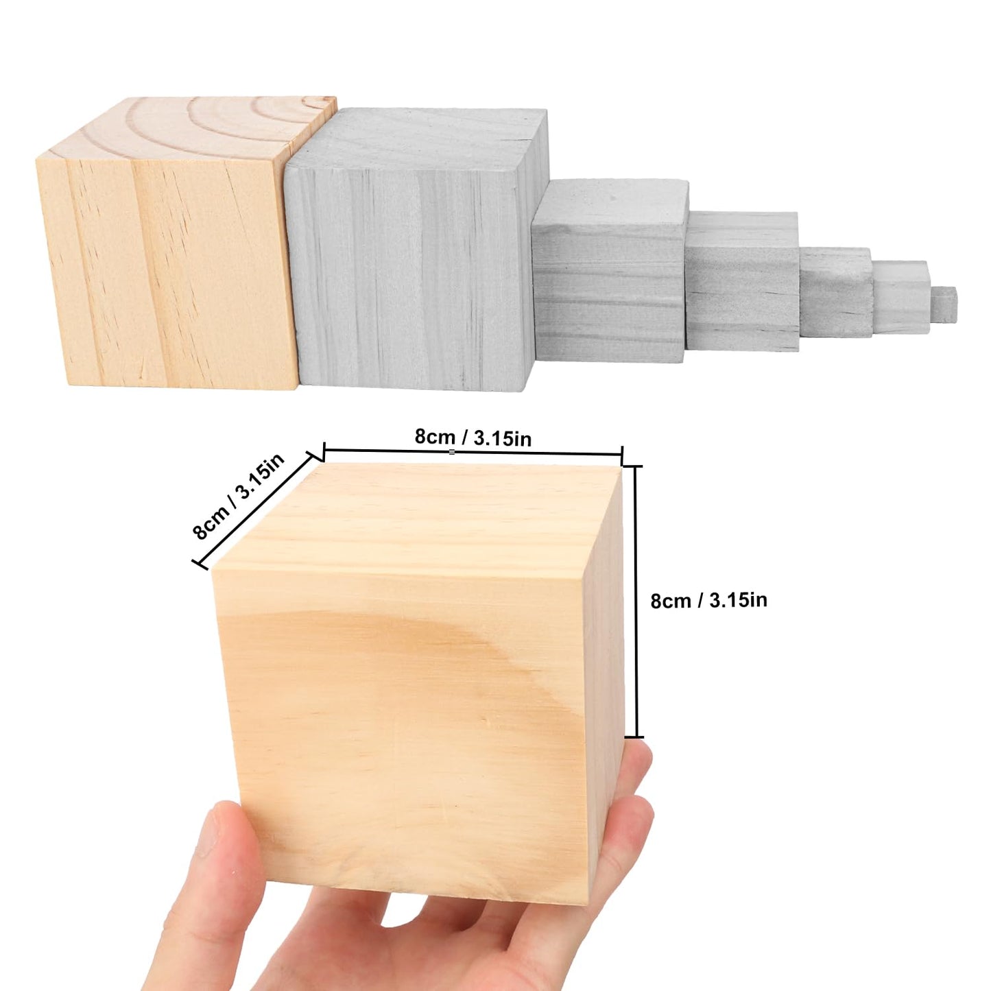 kukmakri 15 PCS Premium 3.15 Inch Wooden Cubes, Natural Pine Wood Cubes for Crafts, Wood Blocks Ready for Artistic DIY Projects-Unleash Creativity with Blank Wood Blocks.