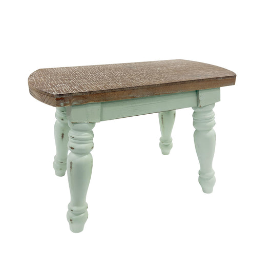 dwellington Farmhouse Wooden Plant Stand - Rustic Solid Wood Design, 300lb Capacity, Sturdy Step Stool for Kids, Kitchen, Bathroom, Vintage Home Decor(Green)