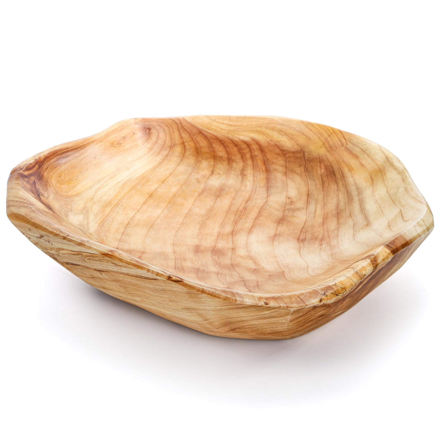 ZENFUN Natural Wood Fruit Bowl 9.8-11.4 Inch, Unique Root Dish Bowl, Fruit Snack Dish for Sandwich Bread Serving, Handmade Serving Bowl for Candy, Vintage Ring Dish, Serving Appetizer Display