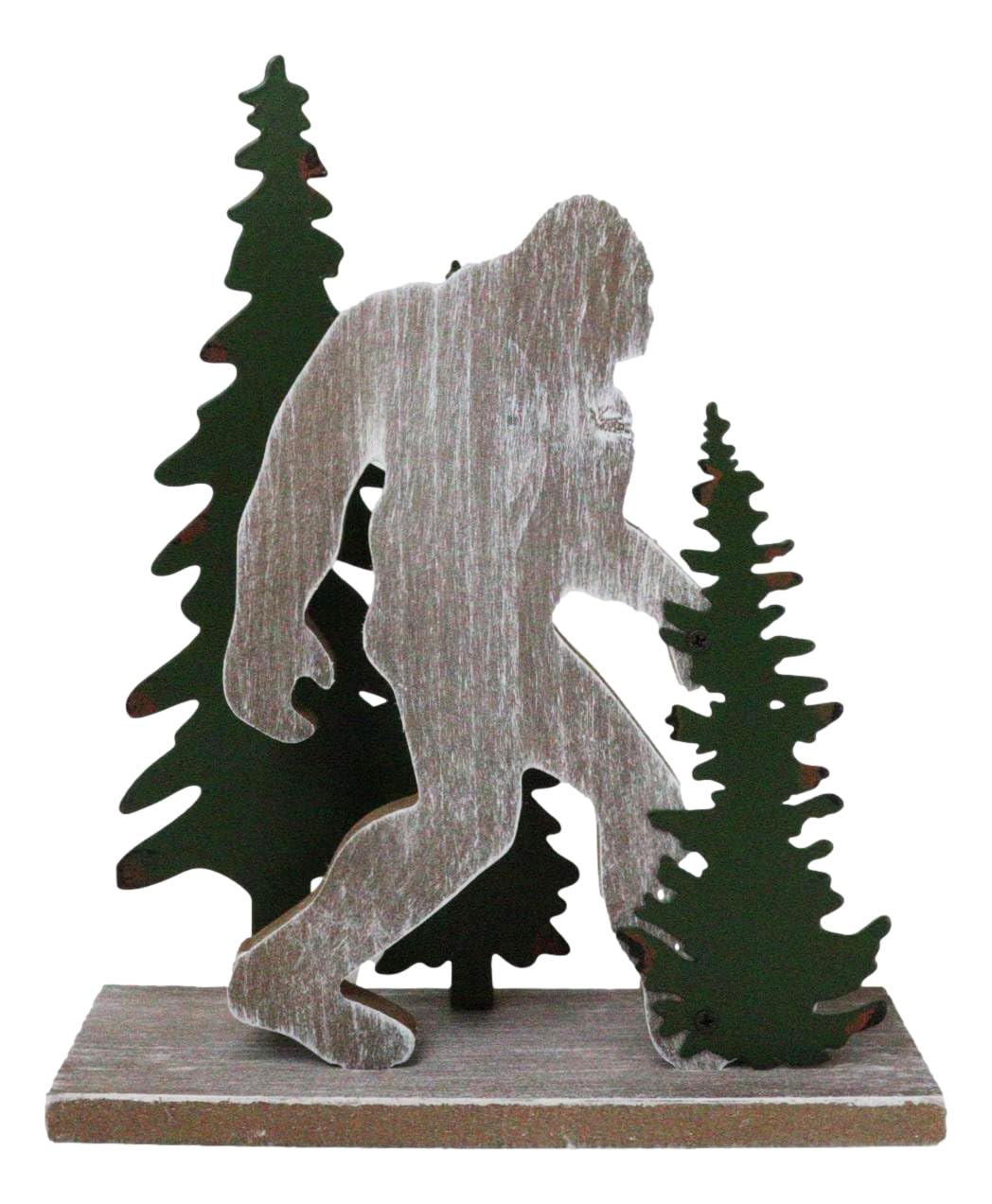 Ebros Gift Rustic Western Forest Wildlife Myth Legend Bigfoot Sasquatch Big Foot by Pine Trees Wooden Silhouette Cutout Desktop Sculpture Accent