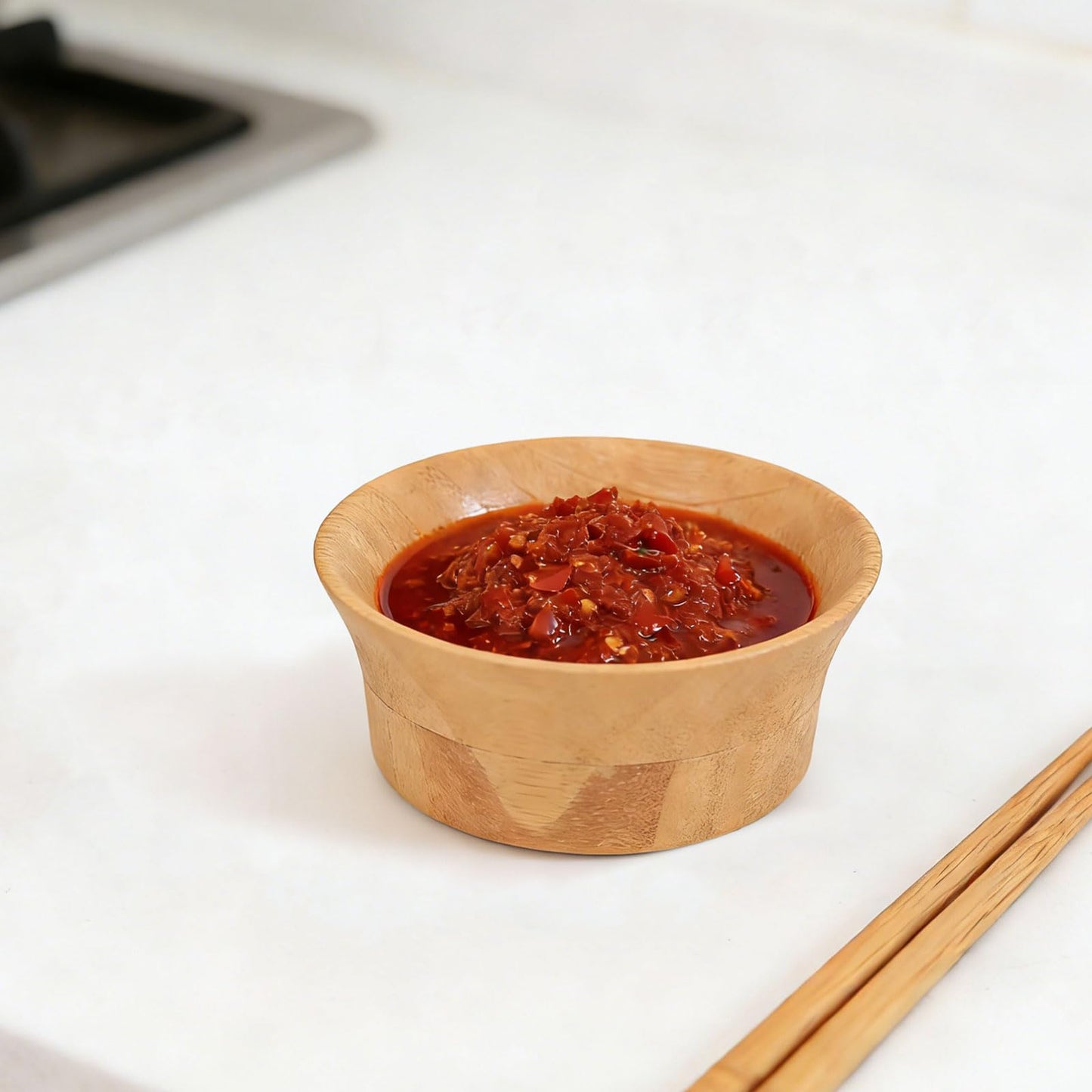 ZTHapwa Mini Bamboo Bowls, 2.2 OZ Soy Sauce Dish for Salsa/Dipping, Natural Bamboo Wooden Pinch Bowls for Snack/Fruit/Candy, Condiments Serving Bowl Set of 4