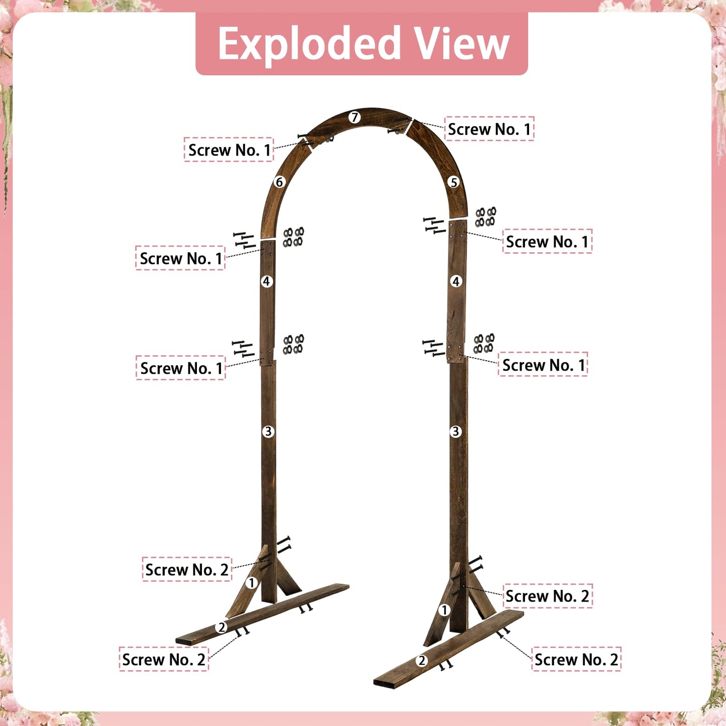 HeyMate 6.98FT Wood Arch, Wooden Wedding Arches for Ceremony, Wooden Arch Backdrop Stand for Proposal Wedding Party Scene, Birthday Party, Bridal Shower, Garden, Outdoor, Rustic Decorations