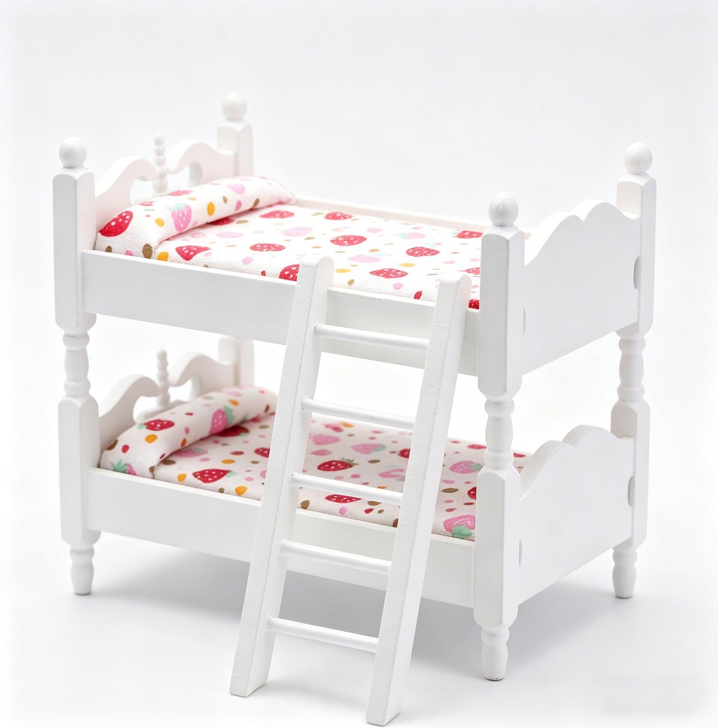 Z MAYABBO Wooden Dollhouse Furniture of Baby bunk Bed with Ladder for Miniature Dollhouse Accessories - 1/12 Scale
