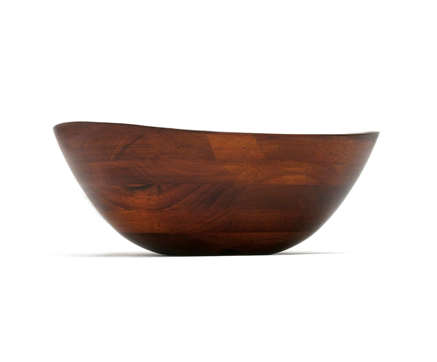 Lipper International 294 Cherry Finished Wavy Rim Serving Bowl for Fruits or Salads, Matte, Large, 13" x 12.5" x 5", Single Bowl