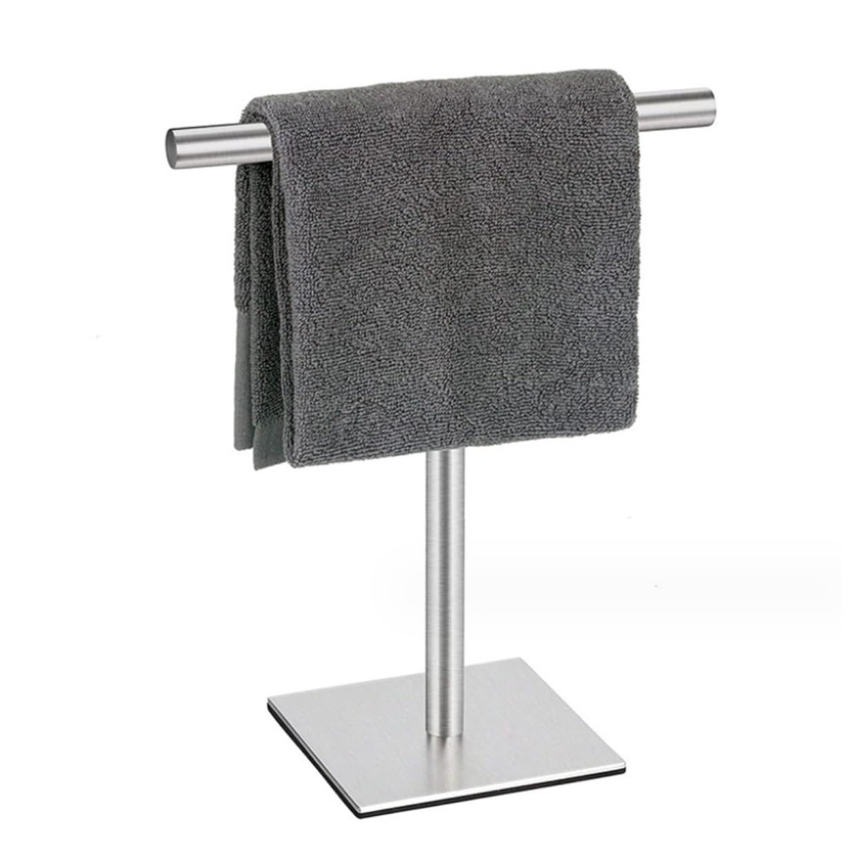 BIOMICE Floor Towel Rack 304 Stainless Steel Towel Rack Towel Stand Modern Towel Holder for Bathroom Countertop with 10 Inch Bar Freestanding Towel Racks(Silver)