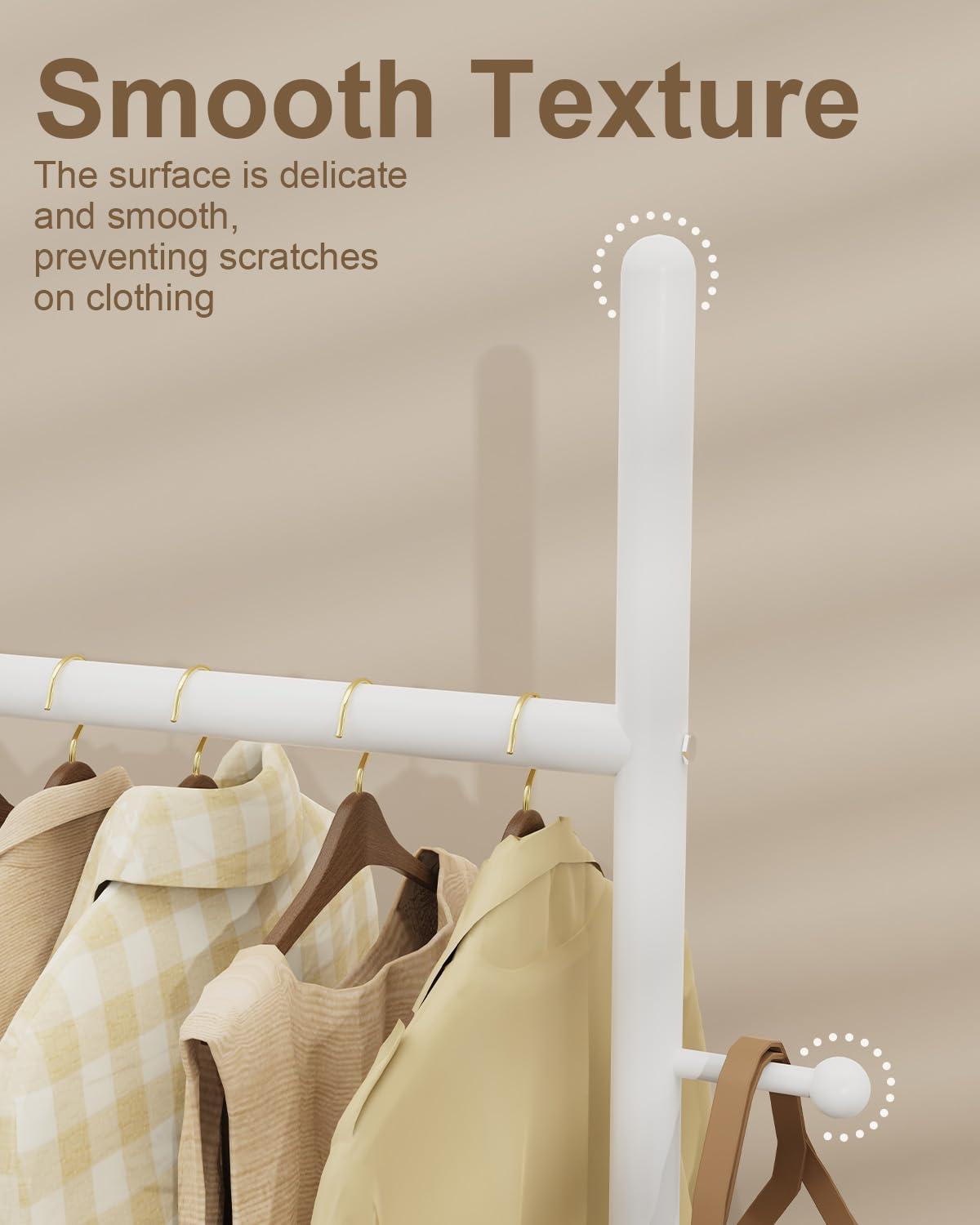 GUOHNHE Large Metal Coat Rack Freestanding, Modern Coat Hanger Stand with 2 Hooks and Heavy Rock Slab Base, Industrial Clothes Rack, Garment Rack, 19.7 x 11.8 x 68.9 In, White, GYJ202MW