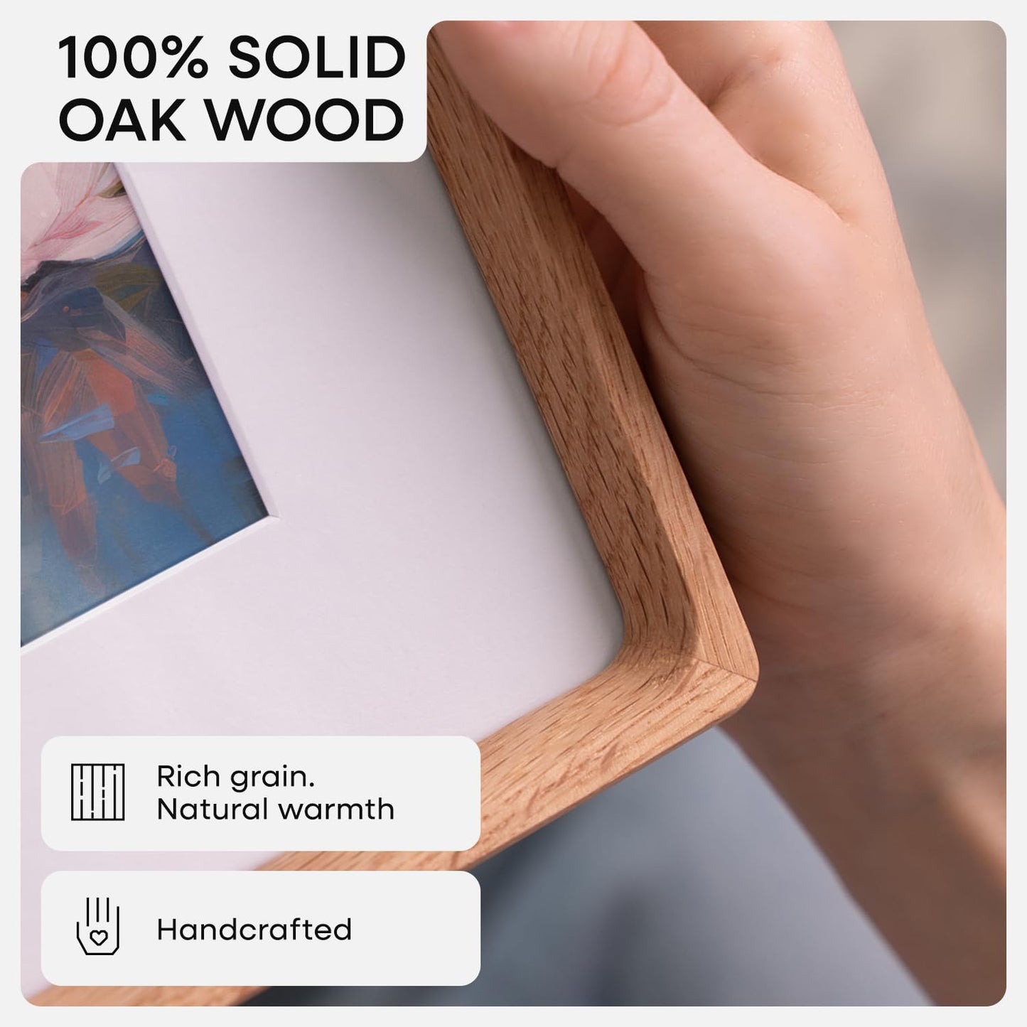 Homeforia Natural 16x20 Picture Frame Wood, Mortise & Tenon Light Oak 16 x 20 Frames with Mat 11 by 14 for Wall, 16by20 Wooden Poster Frame Matted to 11x14 inch Art, Tempered Glass, Wall Kit, Set of 1