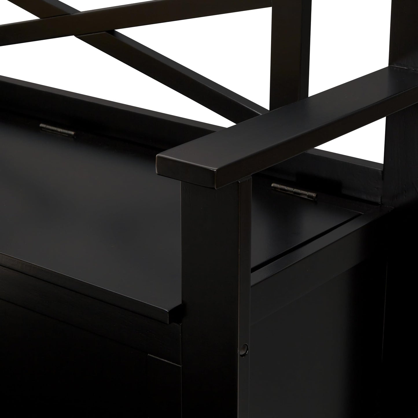 OSP Home Furnishings Metro X-Back Style Wood Entry Way Bench with Storage, Black finish