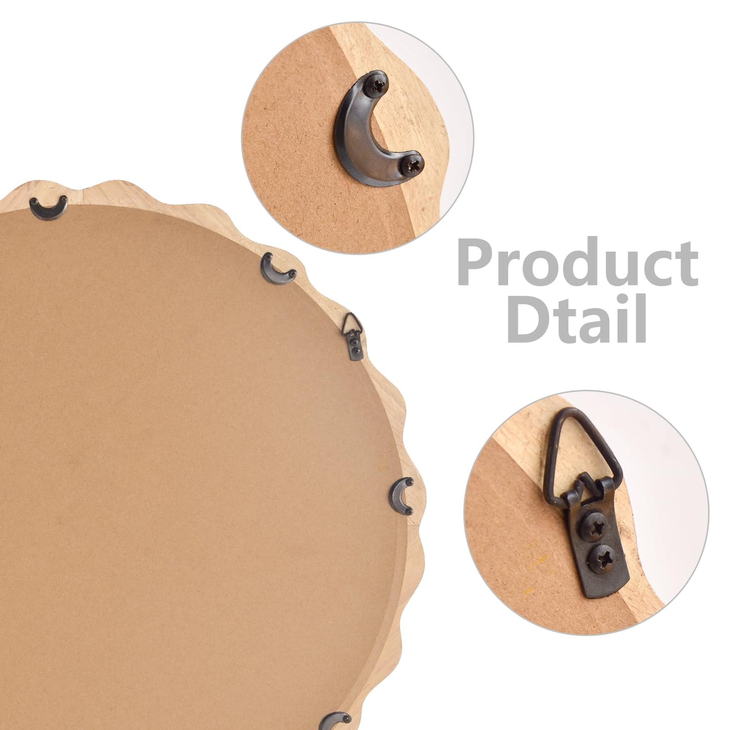 Irregular Wall Mirror,Wood Round Farmhouse Mirror Unique Vanity Mirror,24" Nature Wooden Modern Bathroom Mirror for Washroom Living Room Bedroom
