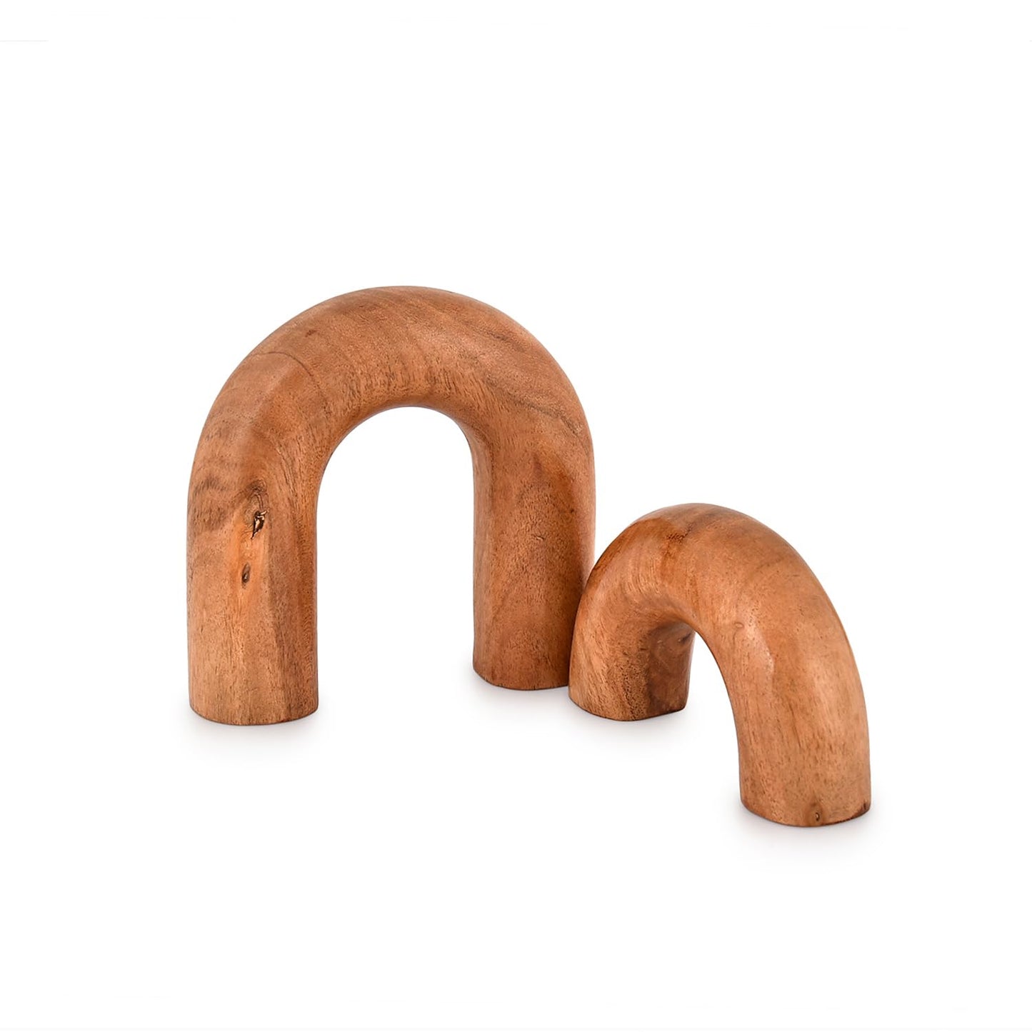 Kaizen Casa Statues Acacia Wood Decorative Objects,Neutral Home Decor for Shelves, for Living Room Bedroom, Modern Table Top Bookshelf Décor (5"x 5" x 1.5") (5"x 3.5" x 1.5")