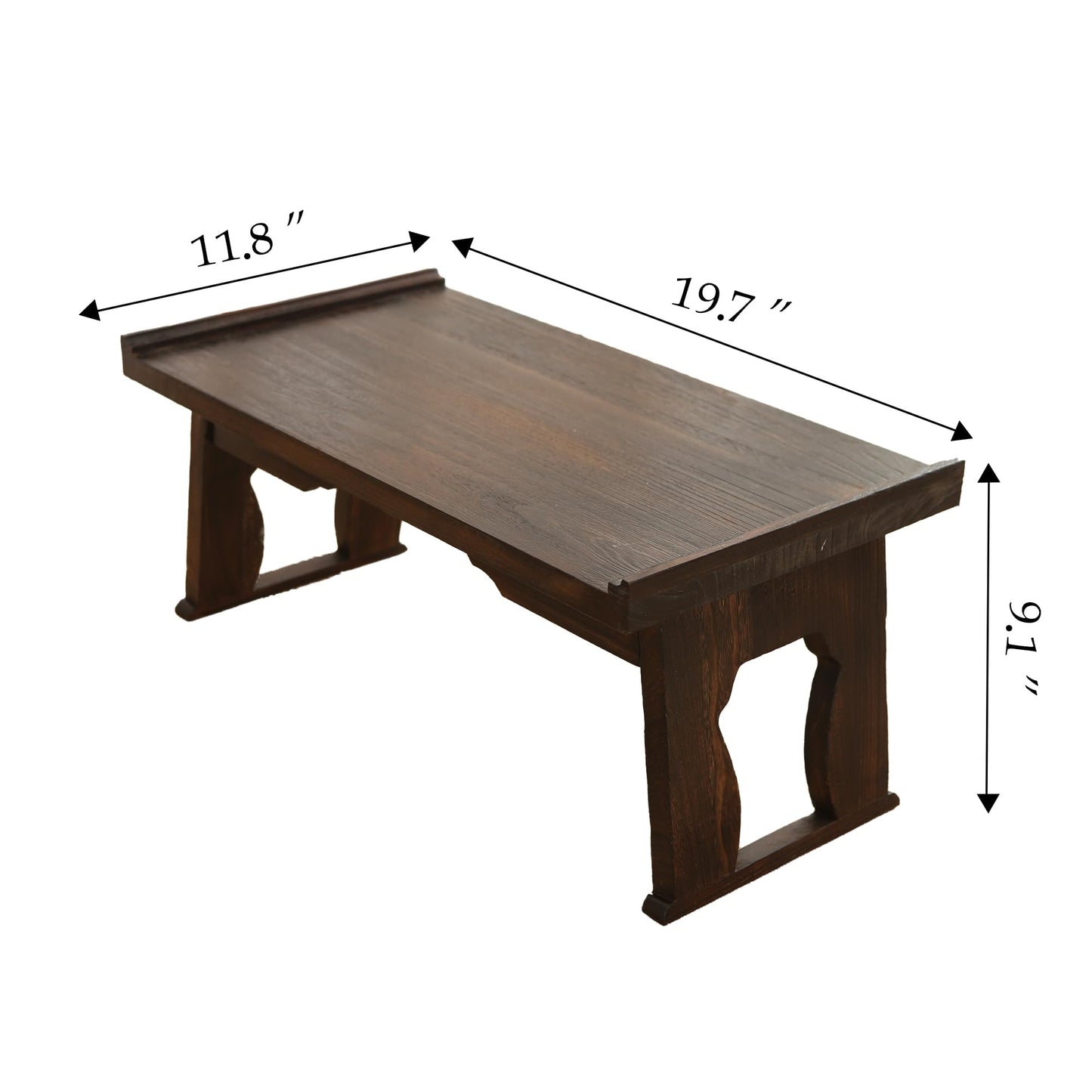 Timwooly Japanese Wood Floor Table with Foldable Legs - Coffee Tables for Living Room, Bed Desk Tray,Meditation Altar, Laptop Desk