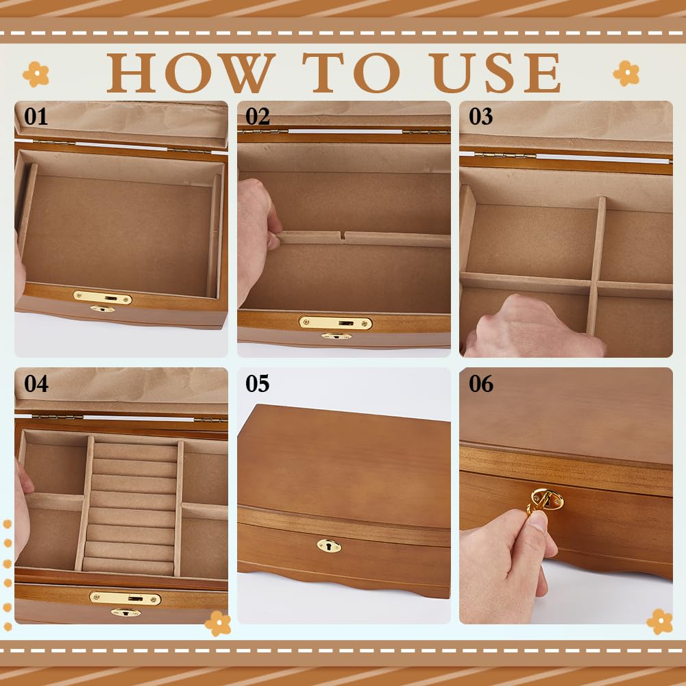 MAYJOYDIY Wooden Jewelry Box with Lock Retro 2 Layer Jewelry Storage Box with 2 Keys 9.8x6.9x3.9 Jewelry Organizer with Removable Tray for Home Vanity
