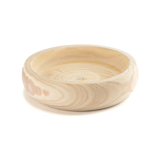 GYHJA Decorative Wood Bowl Hand Carved Centerpiece Paulownia Round Dough Serving Wooden Bowls For Decor Large, Natural(11.4in)