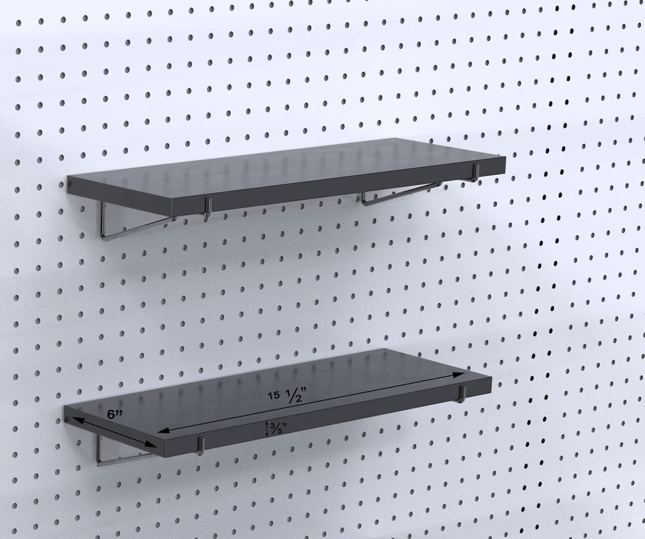 KINOMI Heavy Duty Pegboard Shelves, Value Set of 8 Pack Pegboard Shelf Brackets and 4 Pack Peg Board Shelves for Garage, Home, Garden, Tool Shed (Black)