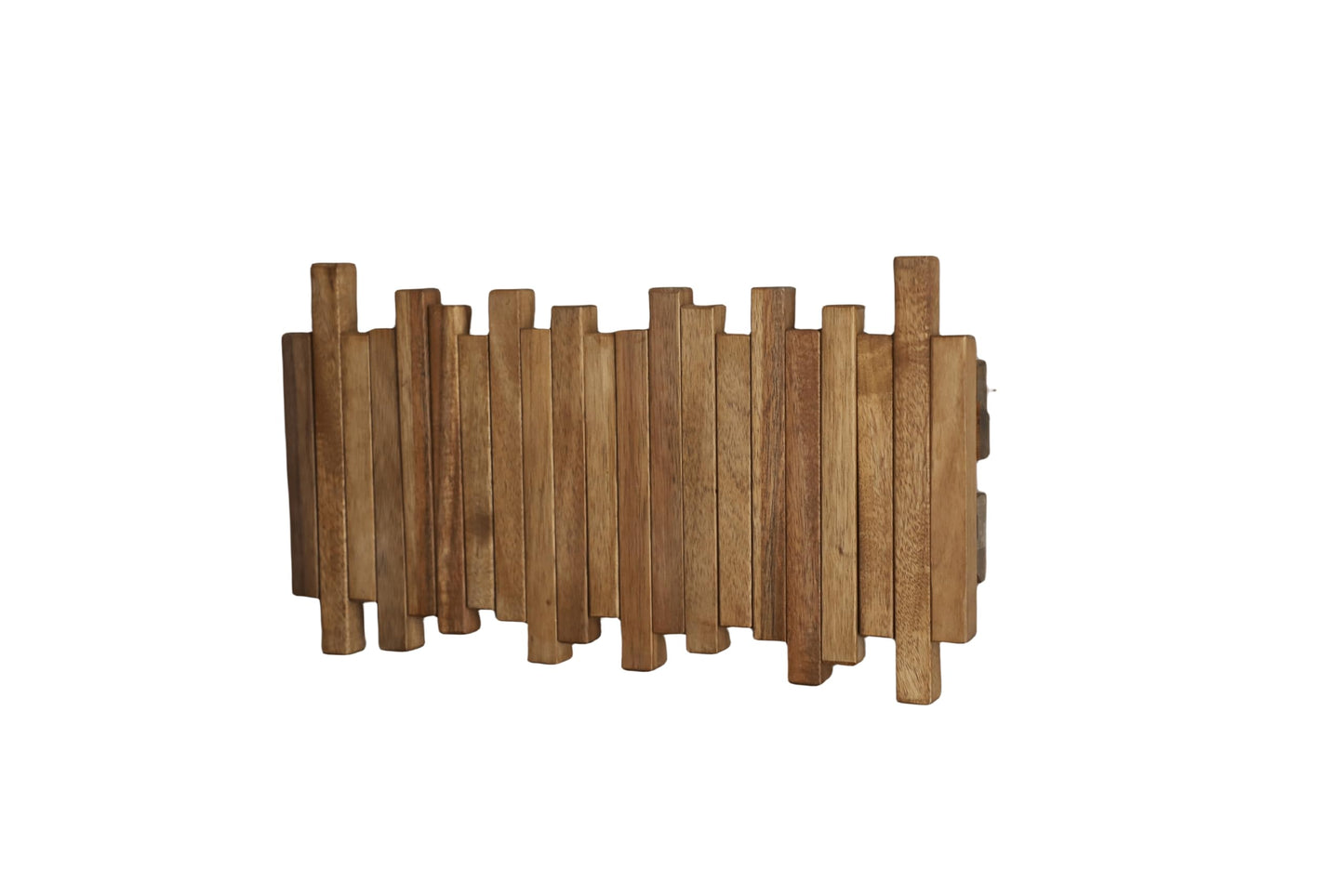 GOGREEBELL Natural Wood Wall Mounted Piano Coat Rack| Coat Rack Wall Mount| Flip Down Wall Hook Rack 5 Hooks| Entryway Wall Art Hook,Made of Acacia Wood (Wood Wax Oil staining Light Brown).