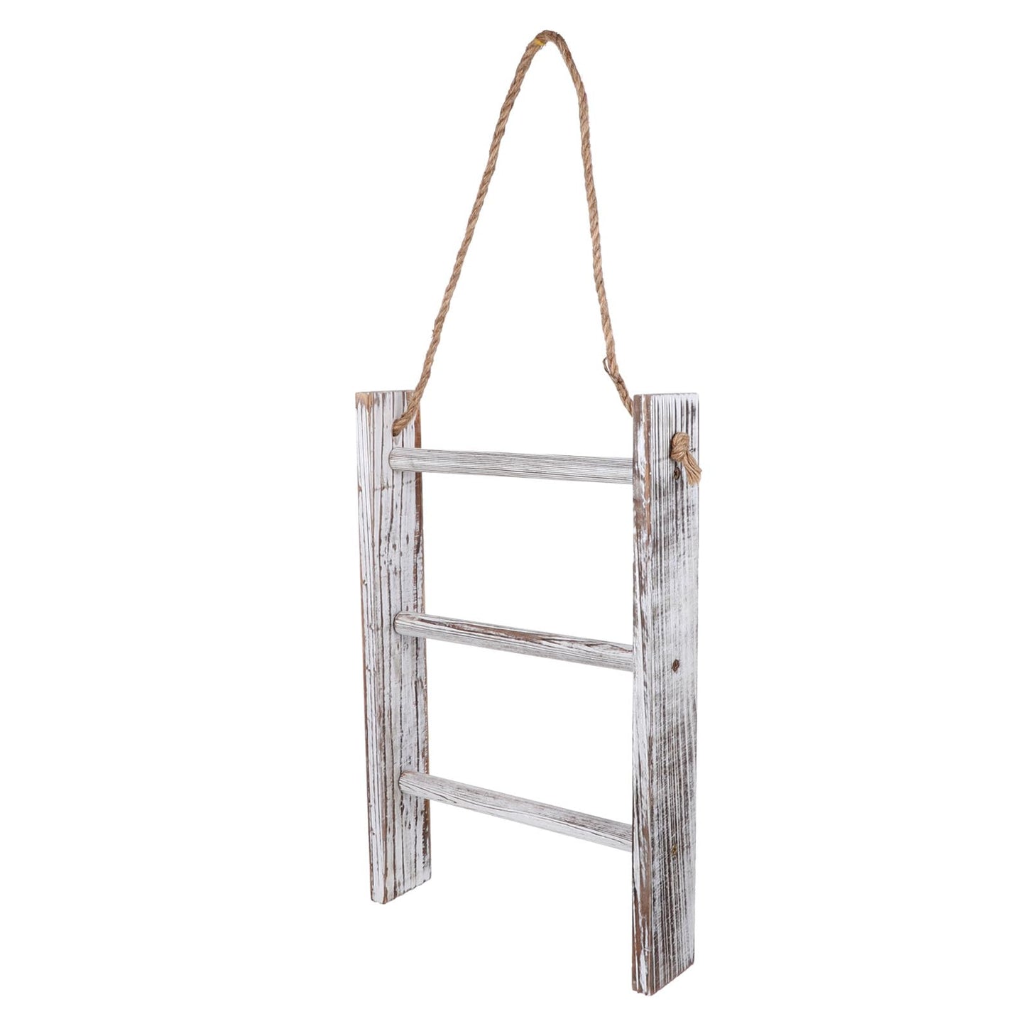 BESPORTBLE Rustic Wooden Towel Ladder Rack Bathroom Storage Rack with Rope Lightweight Timber Towel Holder Washcloths and Decorative Quilts Multipurpose Bathroom and Kitchen Organizer