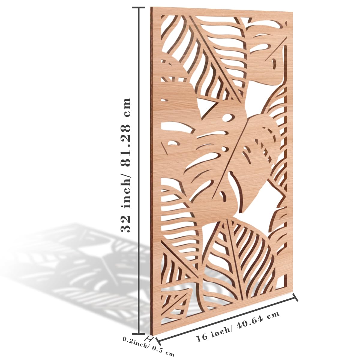 IARTTOP Large Wood Tropical Wall Art 15.9X32 Inch Carved Palm Leaves Wall Decor Coastal Leaf Monstera Plant Wall Sculptures for Living room Bedroom Set of 3