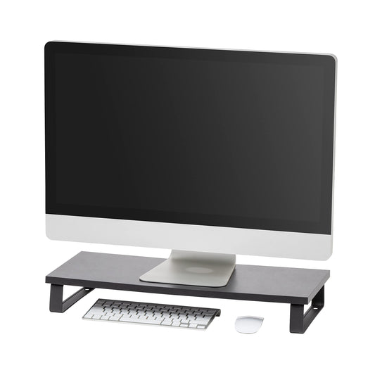 IRIS USA 1-Tier Multi-Purpose Modern PC Monitor Organizer Stand with Metal Legs, Ergonomic Desktop and Countertop Riser for Computer Laptop TV Kitchen Pantry and Closet Organization, Black