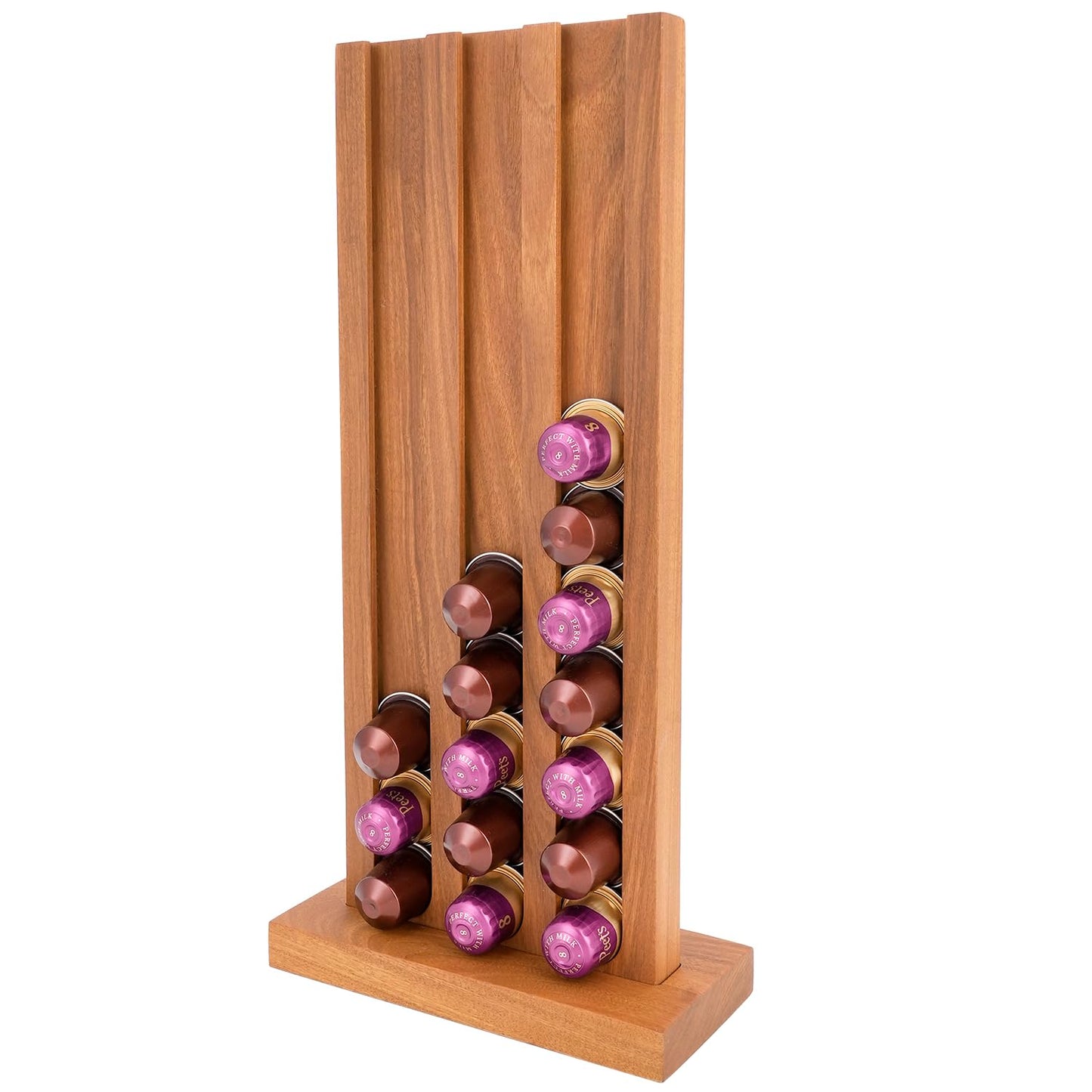 TUNORD Teak Wood Coffee Pod Holder K Cup Organizer with Base, 33 Pod Capacity