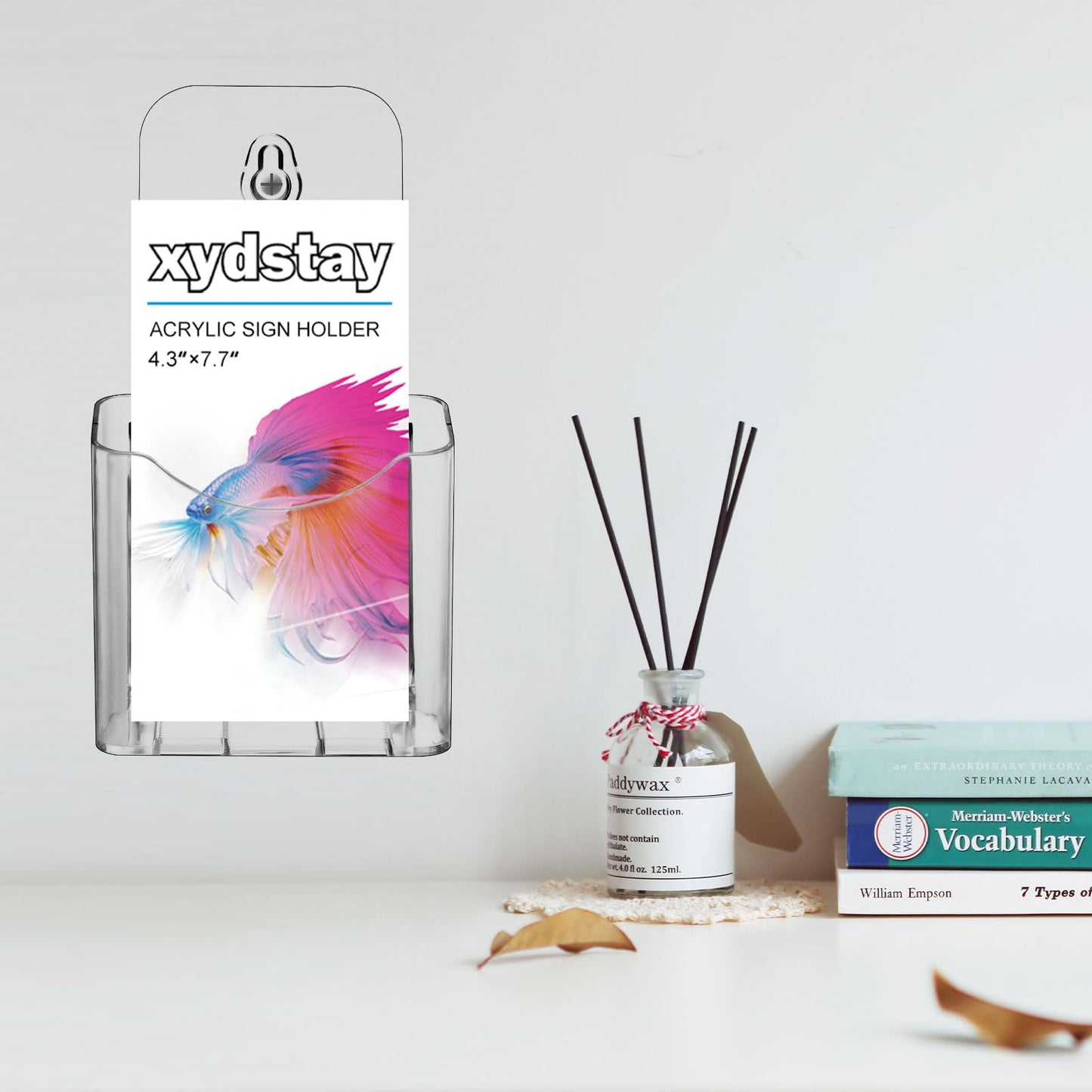 xydstay Brochure Holder 4x9 Inches Slant Back Design, Clear Display Stand, Plastic Table Stand Sign Holder,Pamphlet Holder Flyer Holder, Acrylic Display Stand, Acrylic Table Signs Plastic Paper Holder for Office, Home, Store, 4 Pack