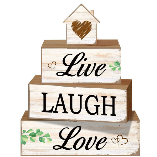 4 Pcs Sweet Home Table Decoration,Live Laugh Love Wooden Block Signs,Farmhouse Table Centerpiece for Living Room Entryway Table Mantel Kitchen Counter Decor