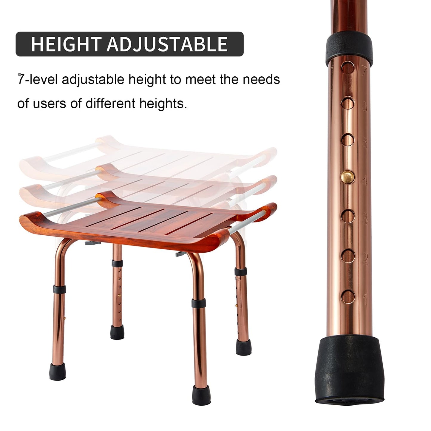 Teak Shower Bench Stool Chair Seat for Inside Shower Bath Sauna, for Elderly and Disabled