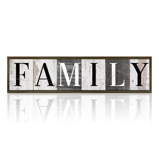 WKYAER Vintage Family Sign, Family Wooden Box Sign for Wall, Rustic Hanging Signs and Plaques, Families Room Decor, Home Decor for Table Shelf, Farmhouse Wood Decoration 17.8x4x1.2 inches