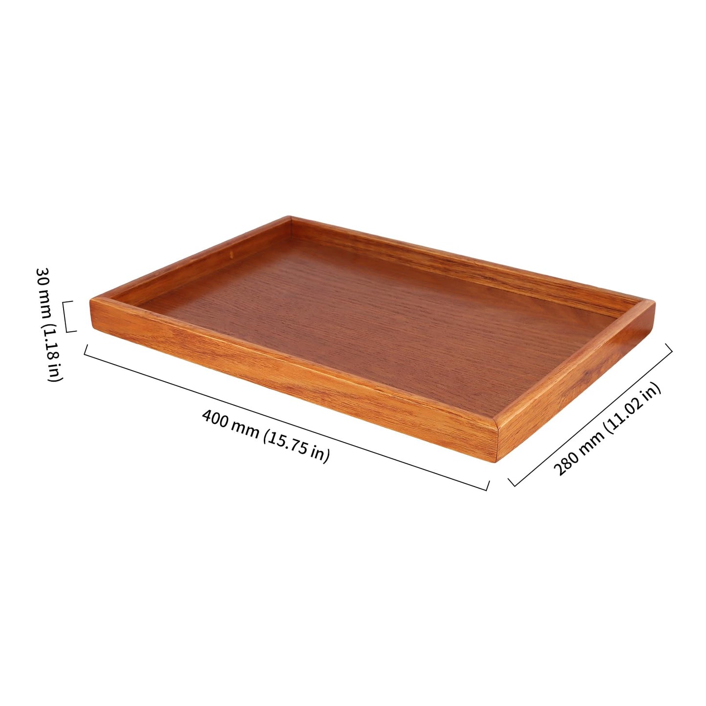 HOIGON 3 Piece Wooden Serving Trays, 16 x 11 Inch Rectangular Wooden Platter Decorative Serving Tray for Food, Snacks, Breakfast, and Kitchen Use, Home Dining
